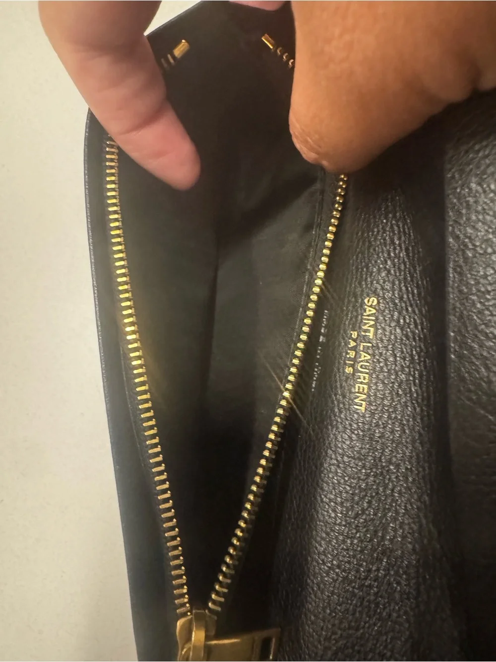 Saint Laurent Long Black Leather Zip Wallet